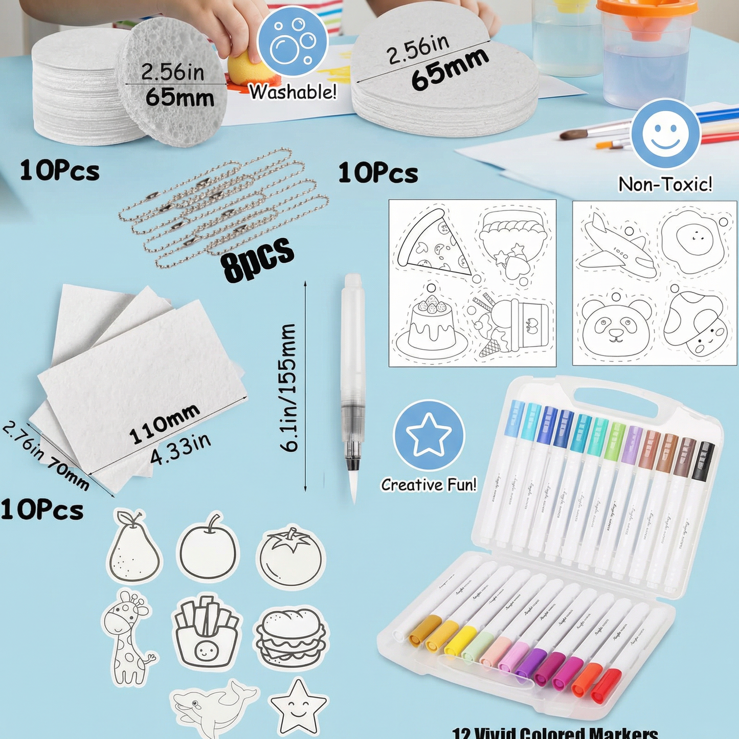 Creative Sponge Painting Art Set for Kids – DIY Bubble Effect Craft Kit