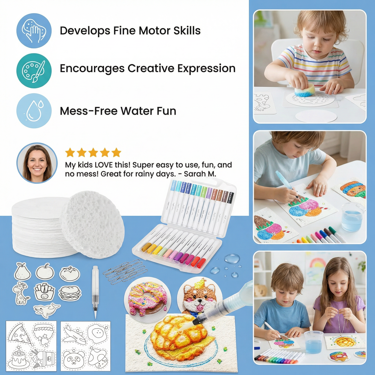 Creative Sponge Painting Art Set for Kids – DIY Bubble Effect Craft Kit