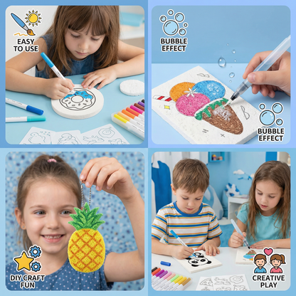 Creative Sponge Painting Art Set for Kids – DIY Bubble Effect Craft Kit