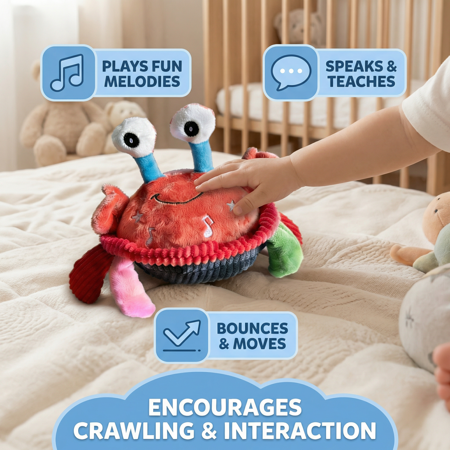Interactive Musical Crab with Voice Function – Moving Educational Toy for Babies