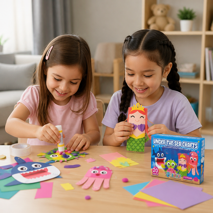 Kids Paper Crafts Box – 20 Easy DIY Arts & Crafts Projects for Ages 3–10 with Glue Stick, Tape & Envelopes
