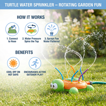 Turtle Water Sprinkler – Rotating Garden Fun for Kids on Hot Summer Days