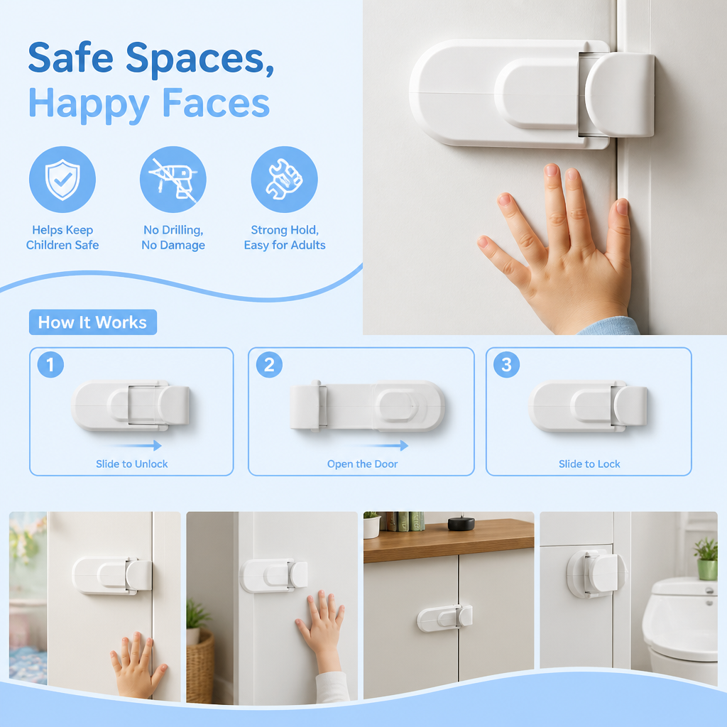 No-Drill Child Safety Door Lock