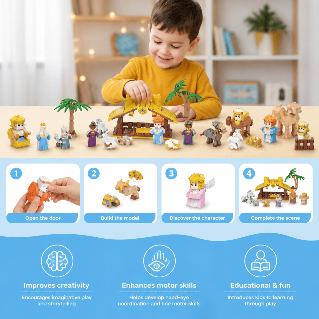 Christmas Nativity Building Blocks Advent Calendar for Kids