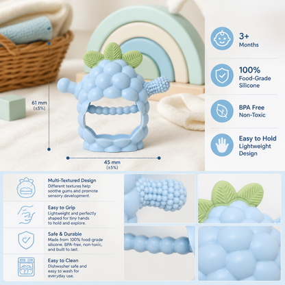 Easy-Grip Multi-Textured Silicone Baby Teether (3+ Months)