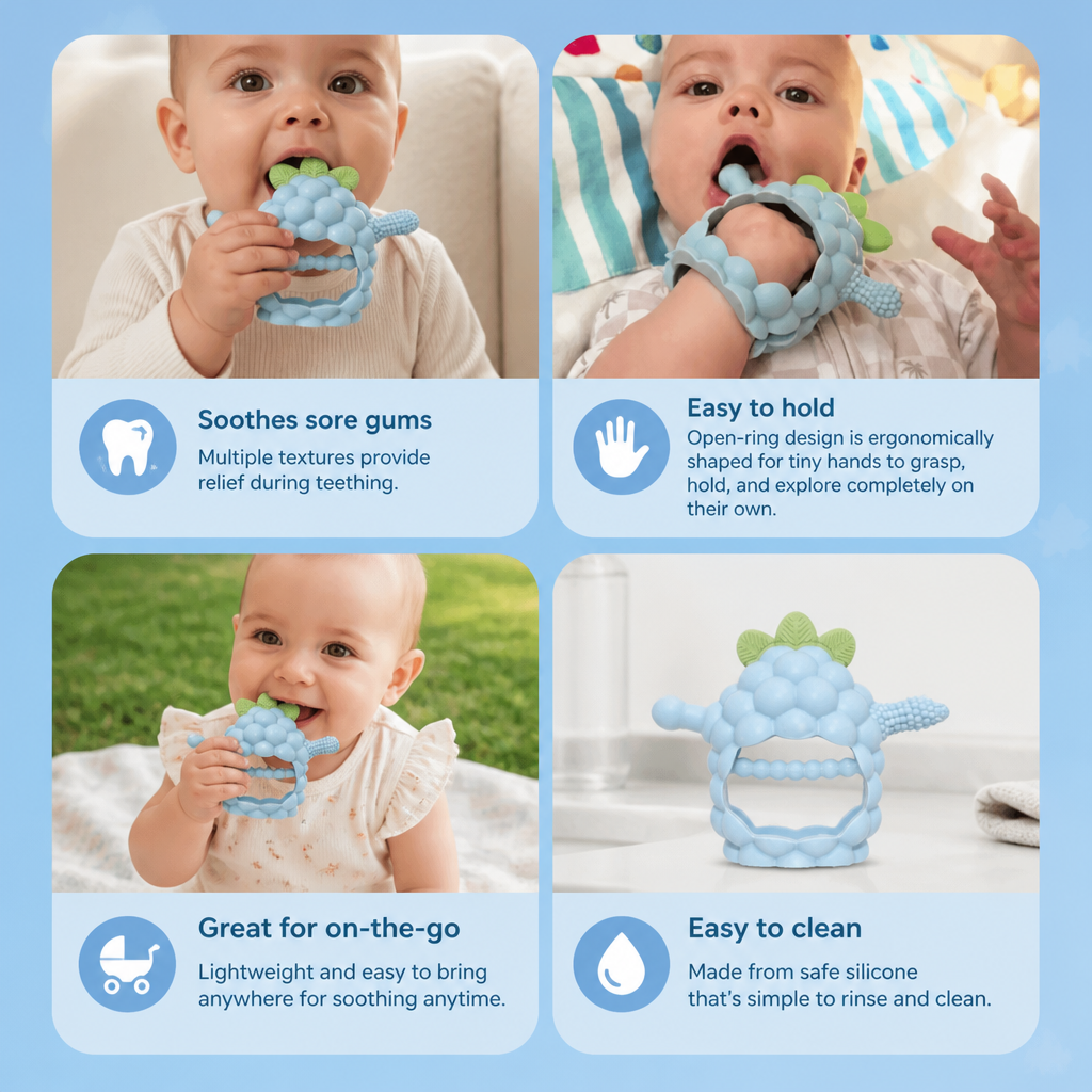 Easy-Grip Multi-Textured Silicone Baby Teether (3+ Months)