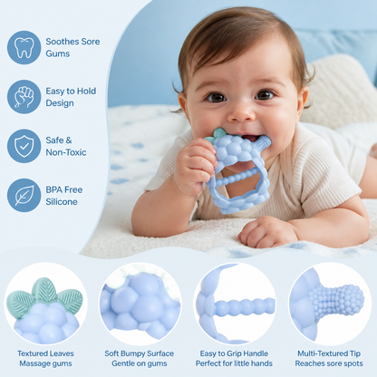 Easy-Grip Multi-Textured Silicone Baby Teether (3+ Months)