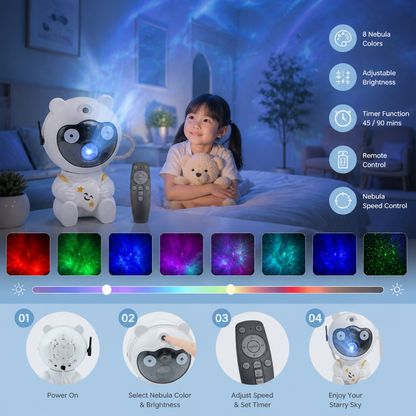 Astronaut Galaxy & Star Projector with 8-Color Nebula & Remote Control