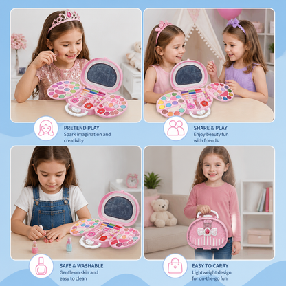 Kids’ Washable Princess Makeup Set with Nail Polish & Storage Box