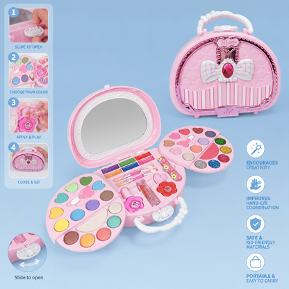 Kids’ Washable Princess Makeup Set with Nail Polish & Storage Box