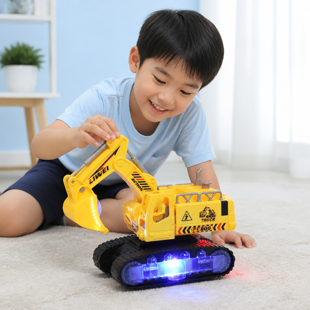 Electric Transforming Robot Excavator Toy with Lights & Sounds