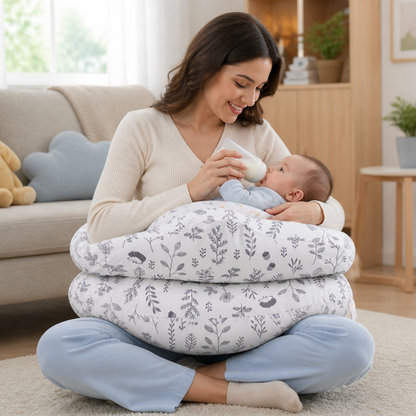 Multifunctional Nursing Pillow for Breastfeeding & Bottle Feeding with Removable Cover