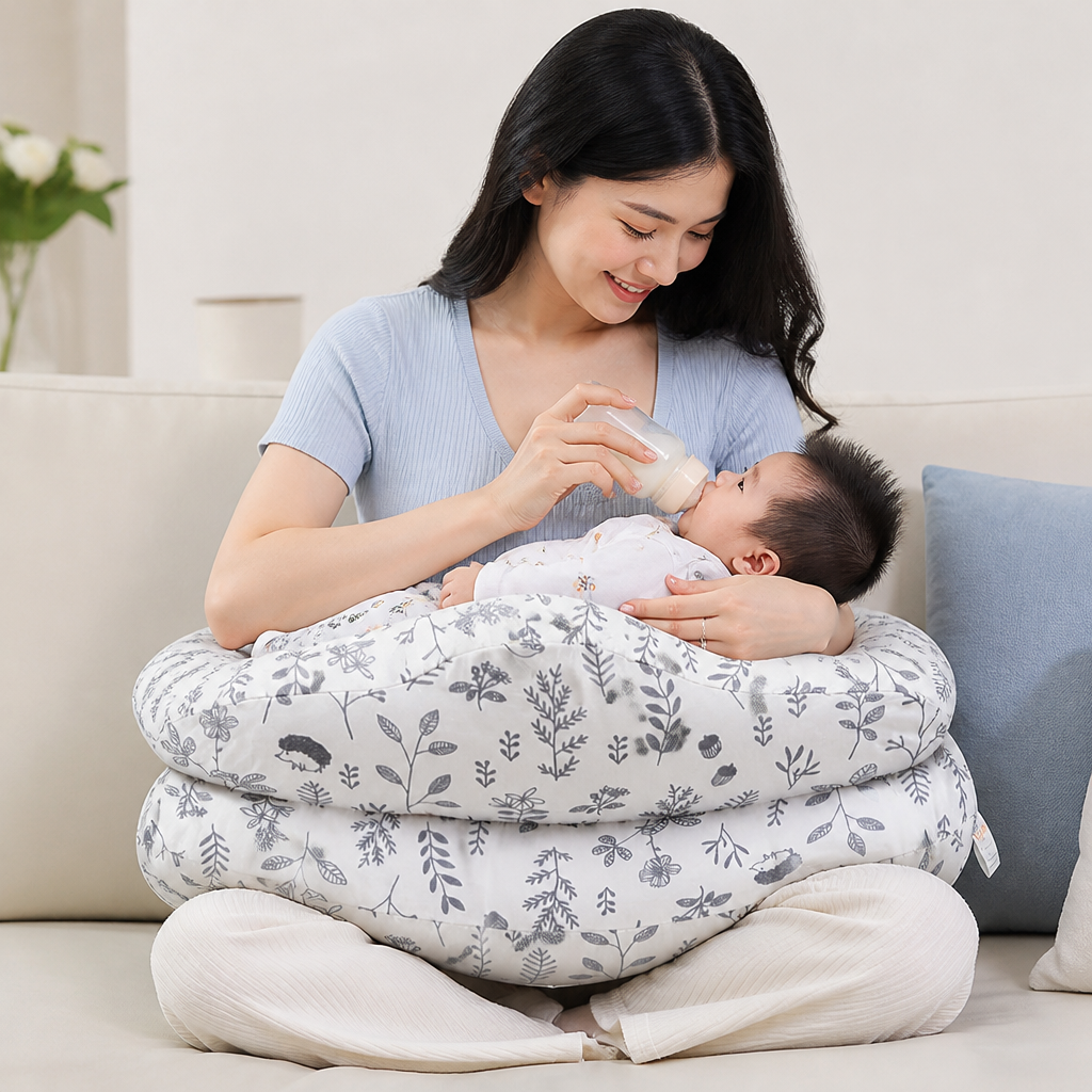 Multifunctional Nursing Pillow for Breastfeeding & Bottle Feeding with Removable Cover
