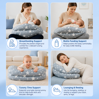 Multifunctional Nursing Pillow for Breastfeeding & Bottle Feeding with Removable Cover