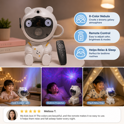Astronaut Galaxy & Star Projector with 8-Color Nebula & Remote Control
