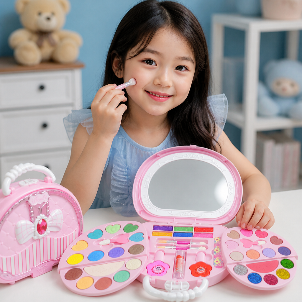 Kids’ Washable Princess Makeup Set with Nail Polish & Storage Box