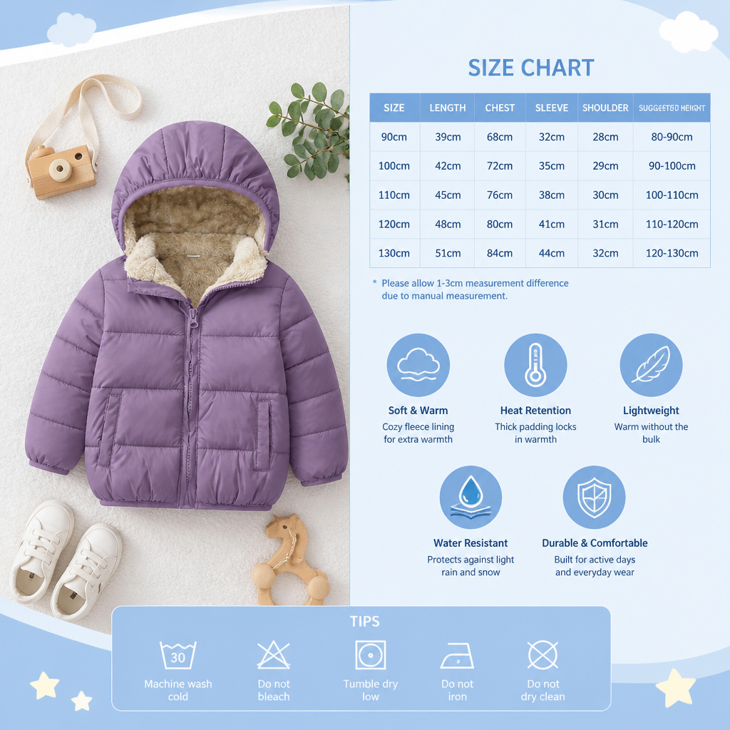 Fleece-Lined Baby & Toddler Puffer Jacket