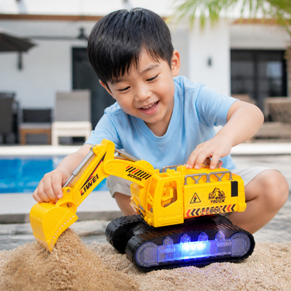 Electric Transforming Robot Excavator Toy with Lights & Sounds