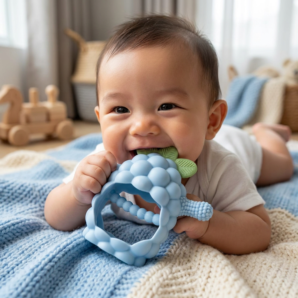Easy-Grip Multi-Textured Silicone Baby Teether (3+ Months)