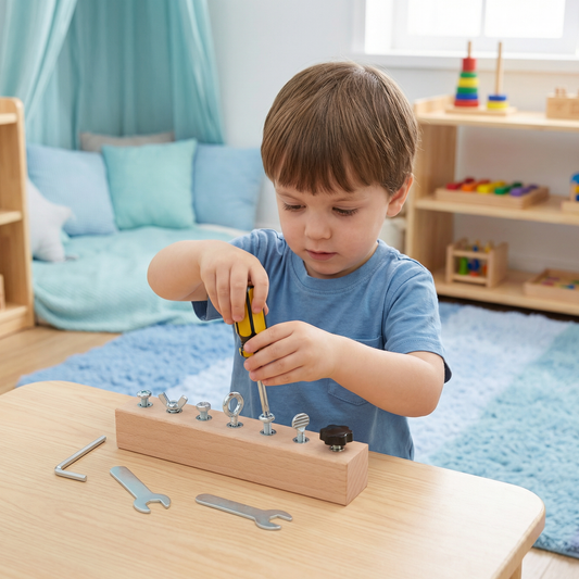 Montessori Wooden Screw & Nut Toy – Fine Motor Skills & Focus Training for Kids