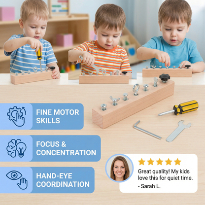 Montessori Wooden Screw & Nut Toy – Fine Motor Skills & Focus Training for Kids