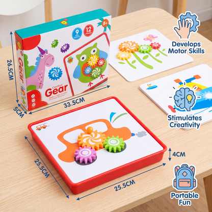 Creative Gear Puzzle Board Travel Box with Activity Cards for Kids