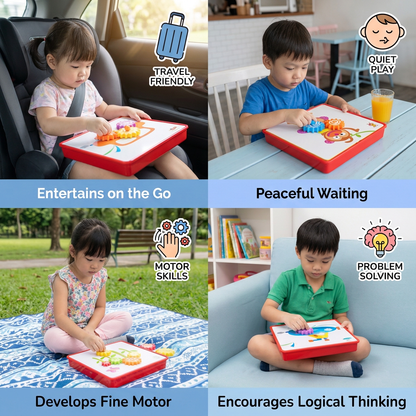 Creative Gear Puzzle Board Travel Box with Activity Cards for Kids