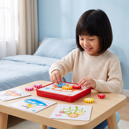 Creative Gear Puzzle Board Travel Box with Activity Cards for Kids