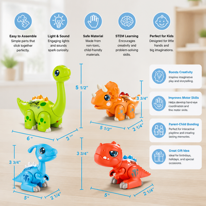 Easy-Assembly STEM Learning Dinosaur Toy with Lights & Sounds