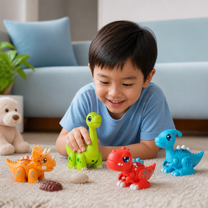 Easy-Assembly STEM Learning Dinosaur Toy with Lights & Sounds