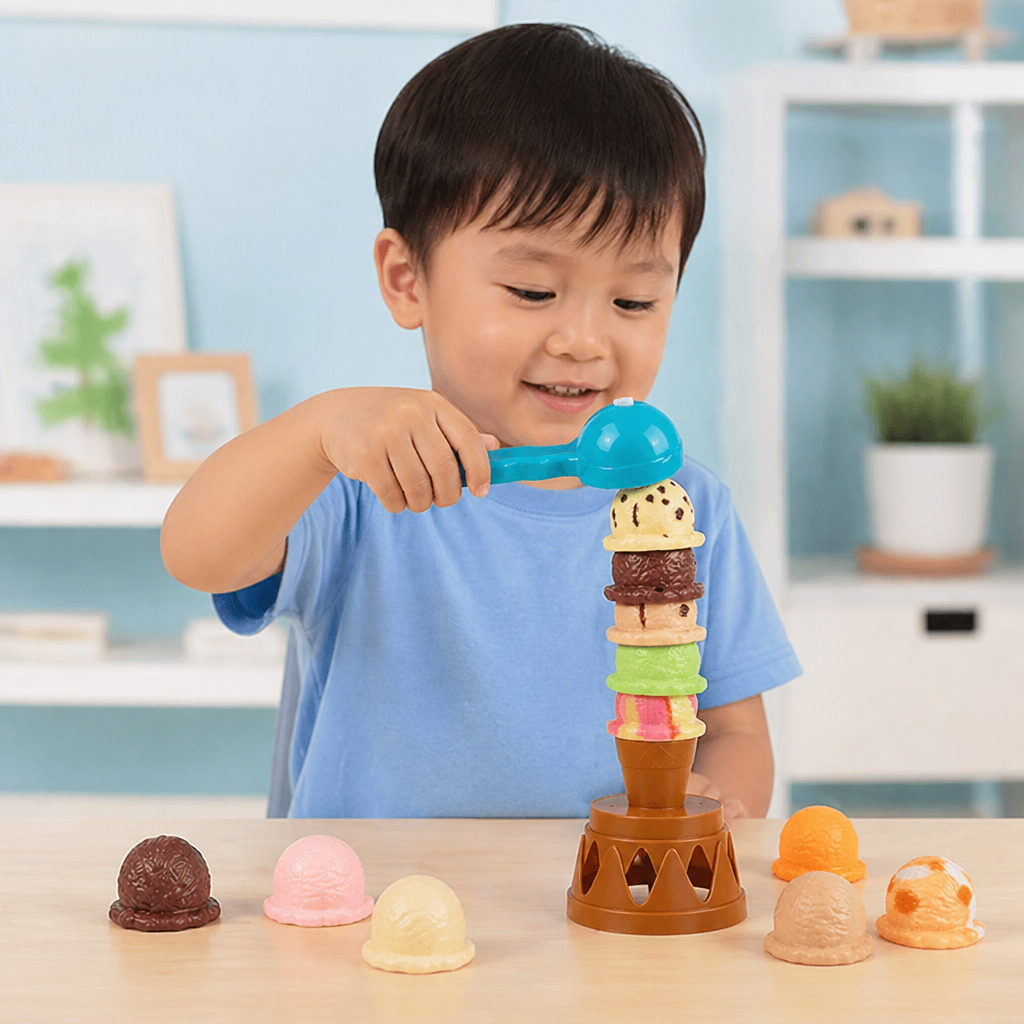 Creative Ice Cream Stacking Game – Fun Balance Game for Kids, Builds Dexterity & Encourages Playful Learning