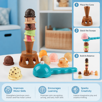 Creative Ice Cream Stacking Game – Fun Balance Game for Kids, Builds Dexterity & Encourages Playful Learning