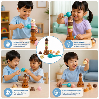 Creative Ice Cream Stacking Game – Fun Balance Game for Kids, Builds Dexterity & Encourages Playful Learning