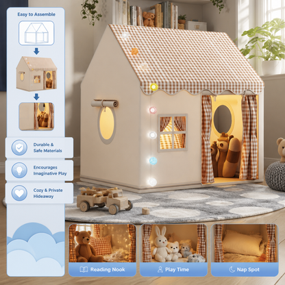 Kids Play House Tent with Checkered Roof