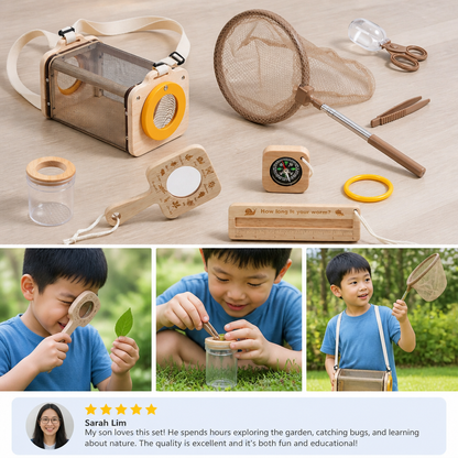 Kids Nature Explorer Kit with Bug Catcher Net Magnifier and Compass