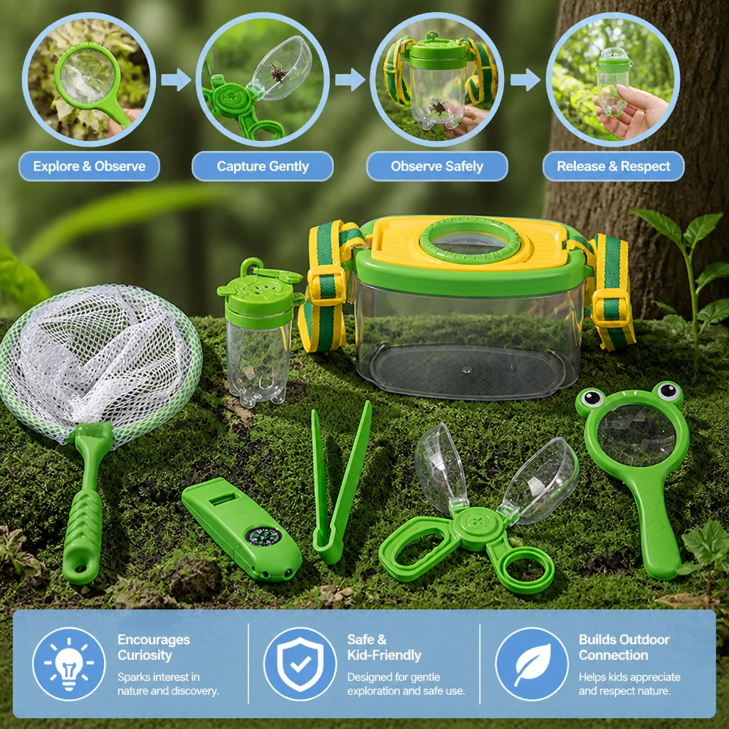 Kids Outdoor Bug Observation Explorer Kit with Accessories