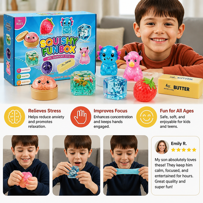 Premium Squishy Fidget Toy Set – 8 Sensory Toys