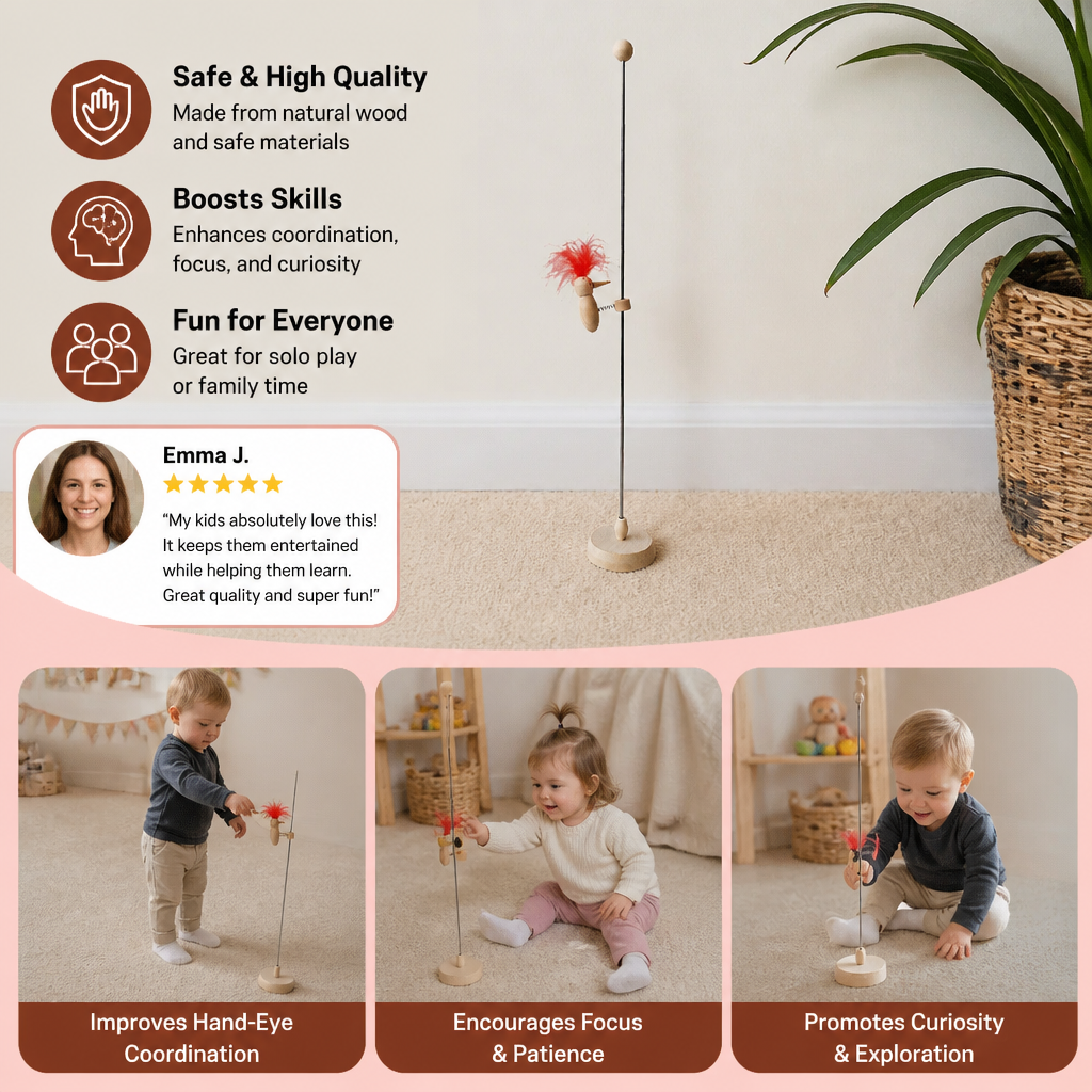 Wooden Woodpecker Learning Toy for Kids