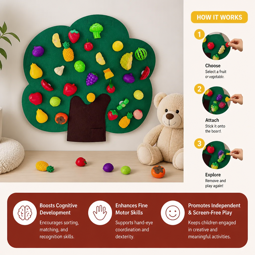 Felt Fruit Tree Activity Board – Montessori Learning Toy