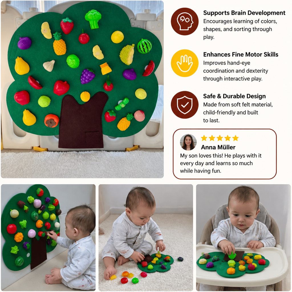 Felt Fruit Tree Activity Board – Montessori Learning Toy