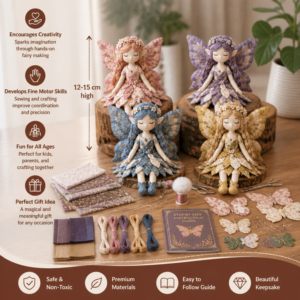 Fairy DIY Sewing Kit for Kids – Make Enchanting Fairy Dolls with Fabric, Accessories & Instructions