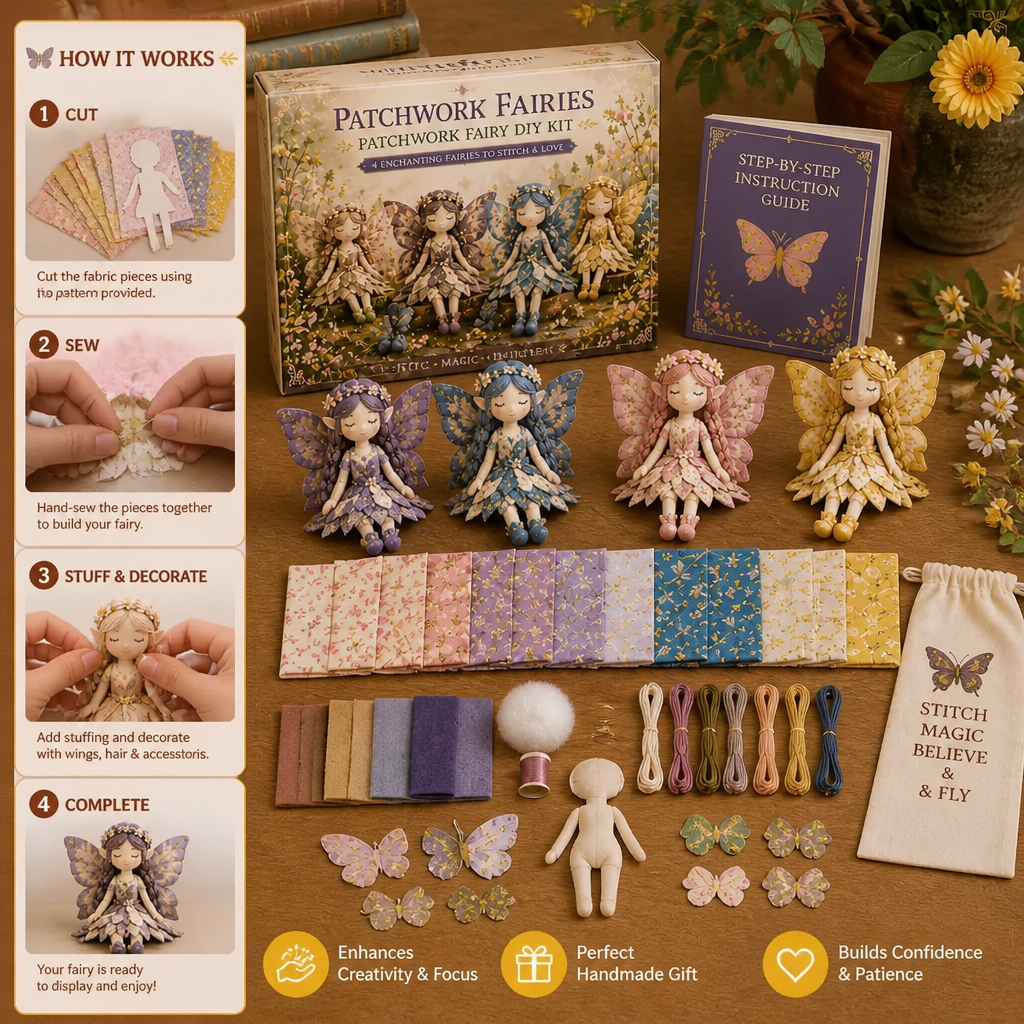 Fairy DIY Sewing Kit for Kids – Make Enchanting Fairy Dolls with Fabric, Accessories & Instructions