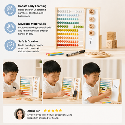 Magnetic Wooden Abacus for Kids – Educational Toy with Numbers and Colors