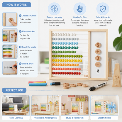Magnetic Wooden Abacus for Kids – Educational Toy with Numbers and Colors