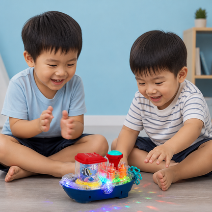 Light-Up Gear Boat – Musical Electric Toy Boat for Kids