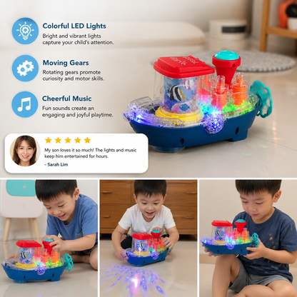 Light-Up Gear Boat – Musical Electric Toy Boat for Kids
