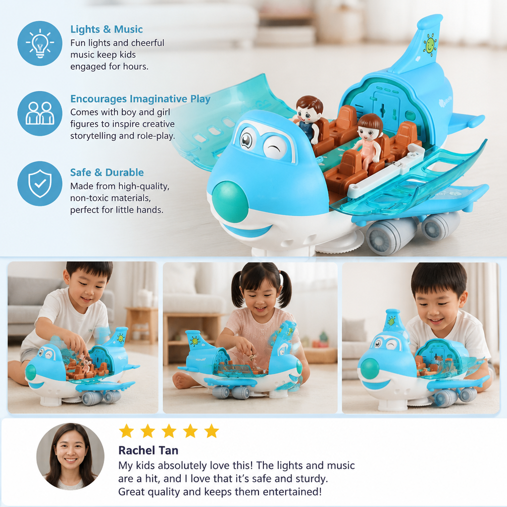 Driving Toy Airplane with Lights and Music