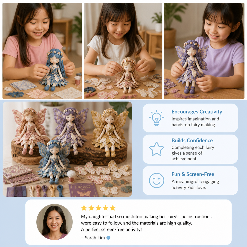 Fairy DIY Sewing Kit for Kids – Make Enchanting Fairy Dolls with Fabric, Accessories & Instructions