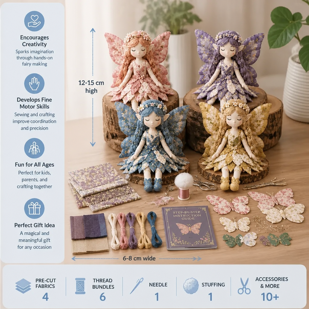 Fairy DIY Sewing Kit for Kids – Make Enchanting Fairy Dolls with Fabric, Accessories & Instructions