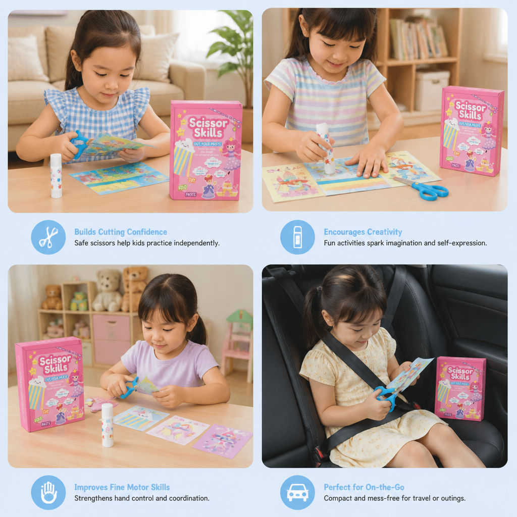 Kids Scissor Skills Activity Book – Safe Cutting Practice with Safety Scissors